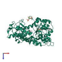 PDB entry 2xjf coloured by chain, top view.