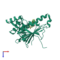 PDB entry 2xjg coloured by chain, top view.