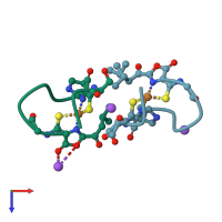 PDB entry 2xjh coloured by chain, top view.