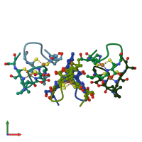 PDB entry 2xji coloured by chain, front view.