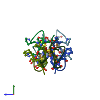 PDB entry 2xji coloured by chain, side view.
