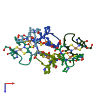 PDB entry 2xji coloured by chain, top view.