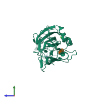 PDB entry 2xju coloured by chain, side view.