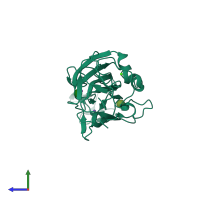 PDB entry 2xjv coloured by chain, side view.