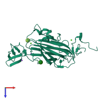 PDB entry 2xjv coloured by chain, top view.