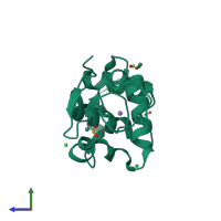 PDB entry 2xjw coloured by chain, side view.