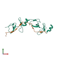 PDB entry 2xjy coloured by chain, front view.