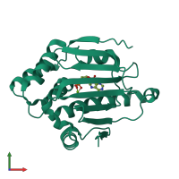 PDB entry 2xk2 coloured by chain, front view.