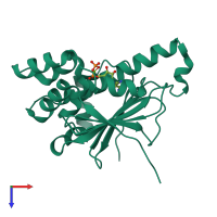 PDB entry 2xk2 coloured by chain, top view.