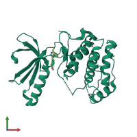 PDB entry 2xk3 coloured by chain, front view.