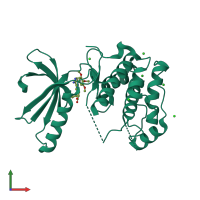 PDB entry 2xk7 coloured by chain, front view.