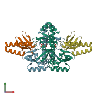 PDB entry 2xko coloured by chain, front view.