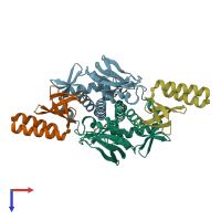 PDB entry 2xko coloured by chain, top view.