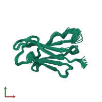 PDB entry 2xks coloured by chain, ensemble of 30 models, front view.