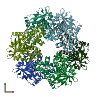 PDB entry 2xlc coloured by chain, front view.