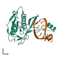 PDB entry 2xli coloured by chain, front view.