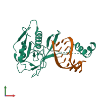 PDB entry 2xlj coloured by chain, front view.