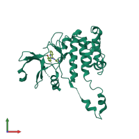 PDB entry 2xm8 coloured by chain, front view.