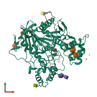 PDB entry 2xmd coloured by chain, front view.