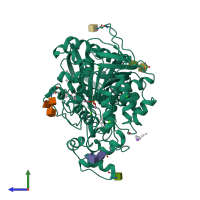 PDB entry 2xmd coloured by chain, side view.