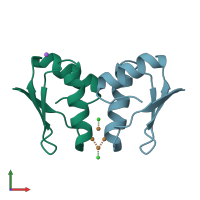 PDB entry 2xmk coloured by chain, front view.