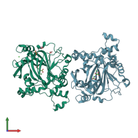 PDB entry 2xml coloured by chain, front view.