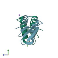 PDB entry 2xmm coloured by chain, side view.