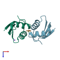 PDB entry 2xmm coloured by chain, top view.