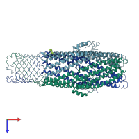 PDB entry 2xmn coloured by chain, top view.