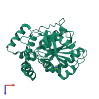 PDB entry 2xms coloured by chain, top view.