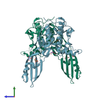 PDB entry 2xmx coloured by chain, side view.