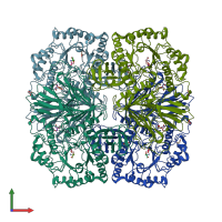 PDB entry 2xn1 coloured by chain, front view.