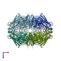 PDB entry 2xn1 coloured by chain, top view.