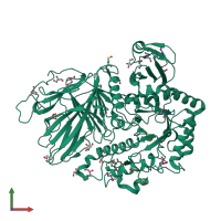 PDB entry 2xn2 coloured by chain, front view.