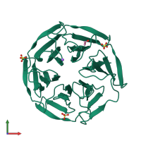 Monomeric assembly 1 of PDB entry 2xn4 coloured by chemically distinct molecules, front view.