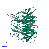 Monomeric assembly 1 of PDB entry 2xn4 coloured by chemically distinct molecules, side view.