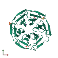 Monomeric assembly 2 of PDB entry 2xn4 coloured by chemically distinct molecules, front view.