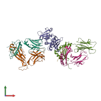 Hetero hexameric assembly 1 of PDB entry 2xn9 coloured by chemically distinct molecules, front view.