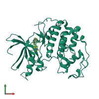 PDB entry 2xnb coloured by chain, front view.