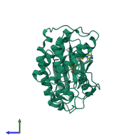 PDB entry 2xnb coloured by chain, side view.