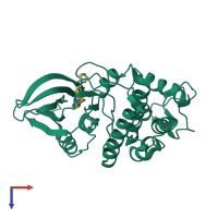 PDB entry 2xnb coloured by chain, top view.