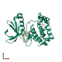 PDB entry 2xng coloured by chain, front view.