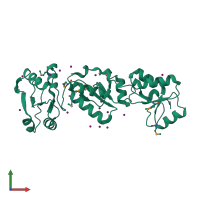 PDB entry 2xnh coloured by chain, front view.