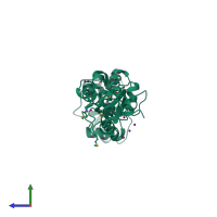 PDB entry 2xnh coloured by chain, side view.