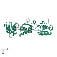 PDB entry 2xnh coloured by chain, top view.