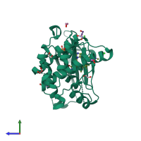 PDB entry 2xnm coloured by chain, side view.