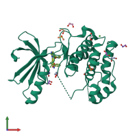 PDB entry 2xno coloured by chain, front view.