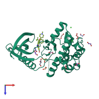 PDB entry 2xno coloured by chain, top view.