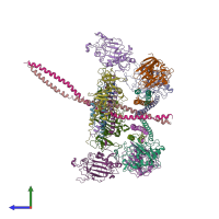 PDB entry 2xnx coloured by chain, side view.