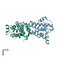 PDB entry 2xol coloured by chain, top view.